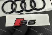 Load image into Gallery viewer, S5 Gloss Black Full Badges Emblems Package For Audi S5 8T 2013-2016 Supercharged Model Exclusive Pack
