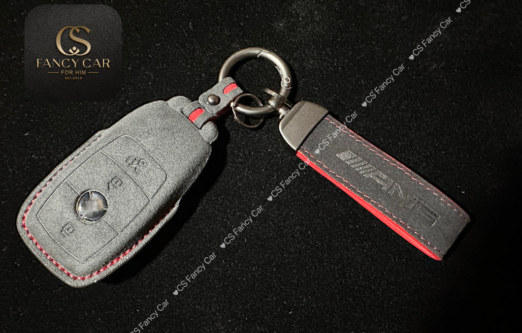 Premium Alcantara Leather Key Fob Cover Case For Mercedes AMG  C63s C43 model Custom Made Exclusive Gift