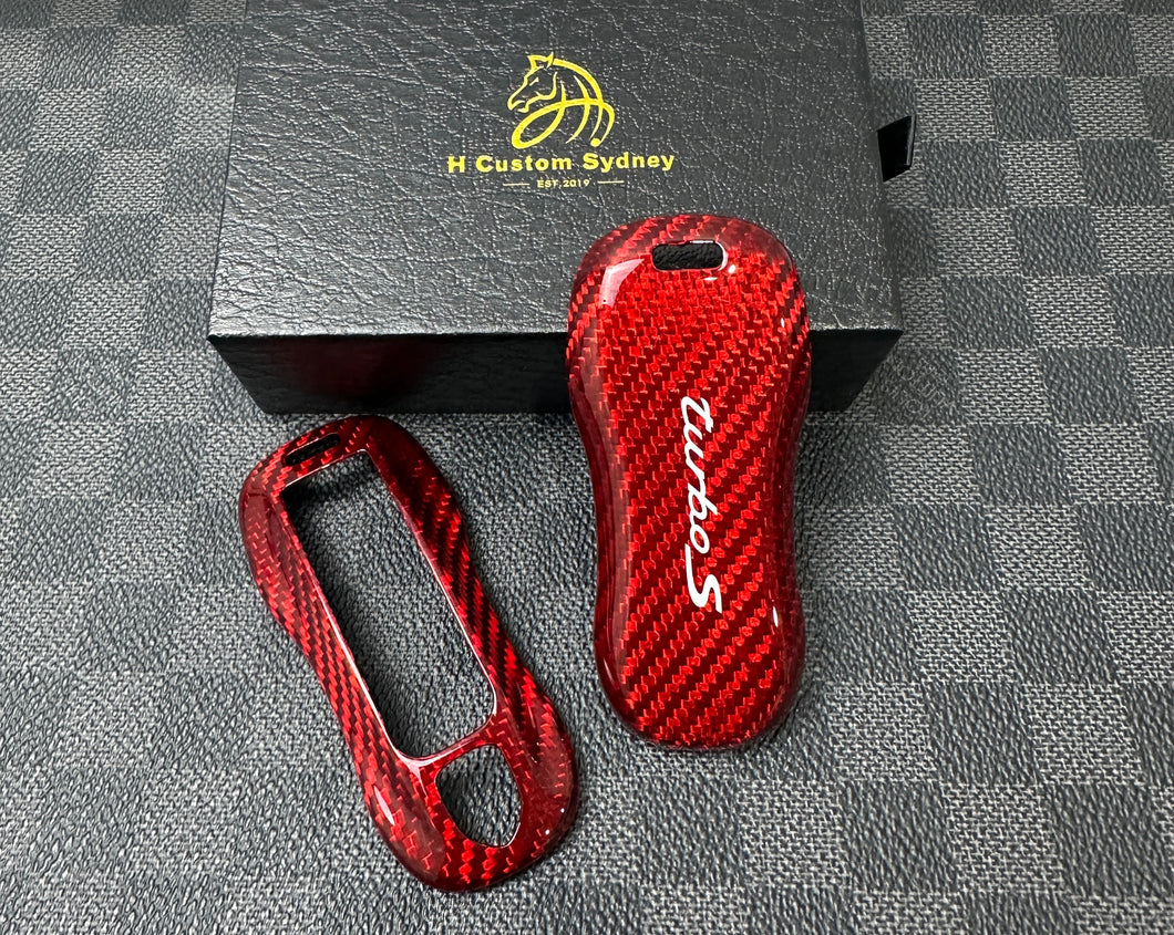 Luxury Red Carbon Fiber Key Shell Fit For Porsche Car Key Fob Exclusive Edition