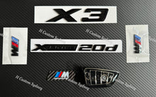 Load image into Gallery viewer, Gloss Black X3 Xdrive 20d 30i Full Badges Emblem Package For BMW X3 G01 G01 LCI 2019-2024 Exclusive Pack
