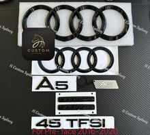 Load image into Gallery viewer, A5 Gloss Black Full Badges Package For Audi A5 F5 45TFSI Quattro Exclusive Pack
