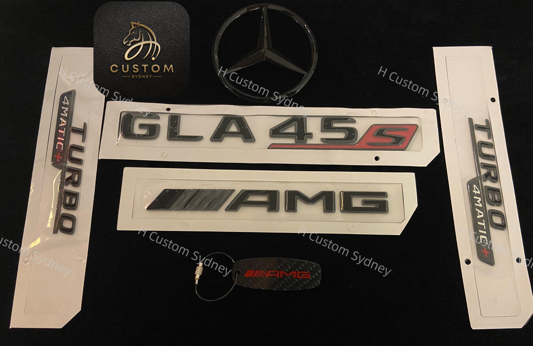 Gloss Black GLA45S Badges Package For Mercedes GLA45S H247 Exclusive Pack