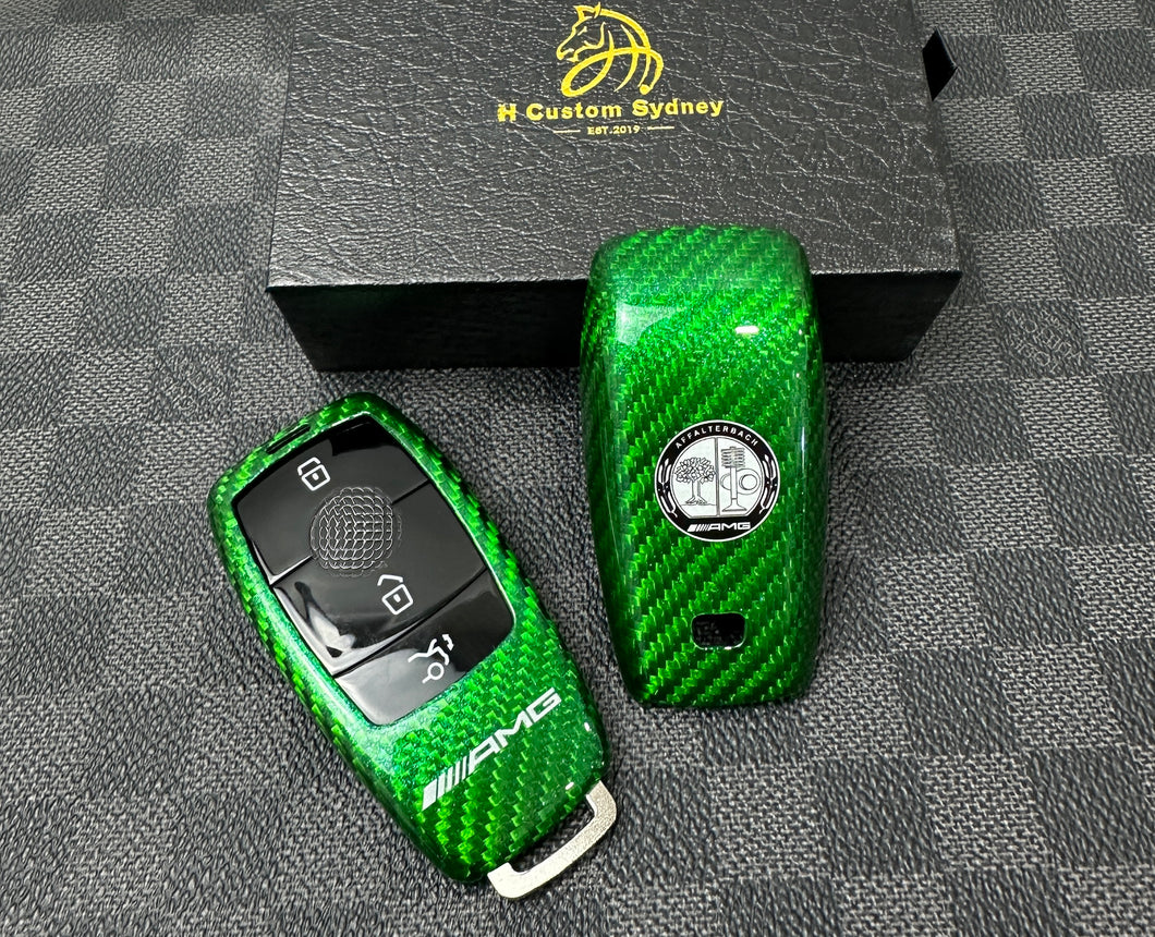 Luxury Carbon Fiber Key Cover Case For Mercedes AMG Model A C E CLA GLC GLE GLS Class Custom Made Limited Edition