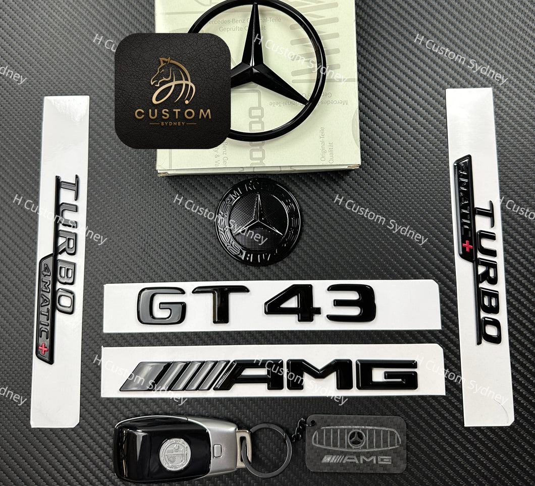 GT43 Gloss Black Full Badges Package For Mercedes AMG GT43 X290 Exclusive Pack