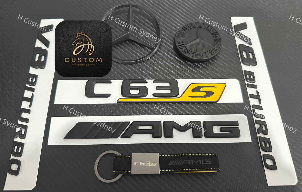 Matte Black C63S Badges Package For Mercedes C63s 2019-2023 Models Exclusive Edition One Pack