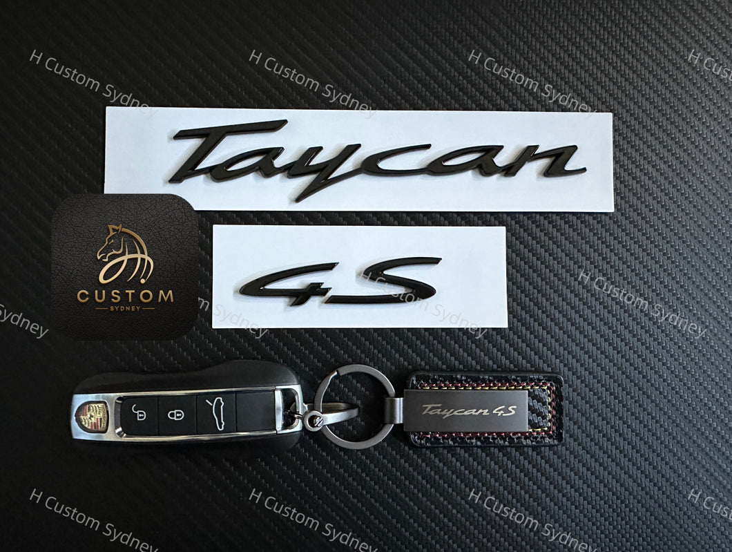 Gloss Black Taycan 4S Badges Emblems Pack For Porsche Taycan 4S Exclusive Made