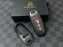 Load image into Gallery viewer, Premium Genuine Carbon Fiber Key Cover Keyring Package for Audi S7 RS7 S6 RS6 C8 Models Custom Made Exclusive Gift
