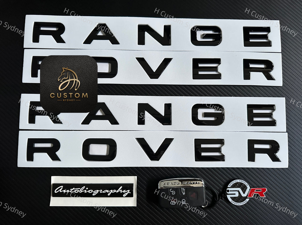 OEM Gloss Black Range Rover Badges Package For Range Rover Autobiography Exclusive Pack