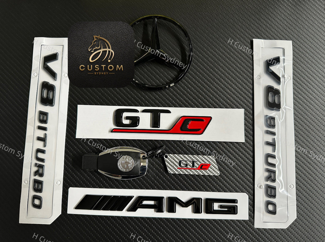 Gloss Black Full Badges Package For Mercedes amg GTC C190 Exclusive Pack