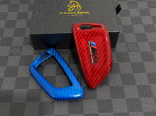 Load image into Gallery viewer, Red &amp; Blue Carbon Fiber Key Case | M Style Premium Key Cover for BMW M3 M4 Competition Exclusive Made
