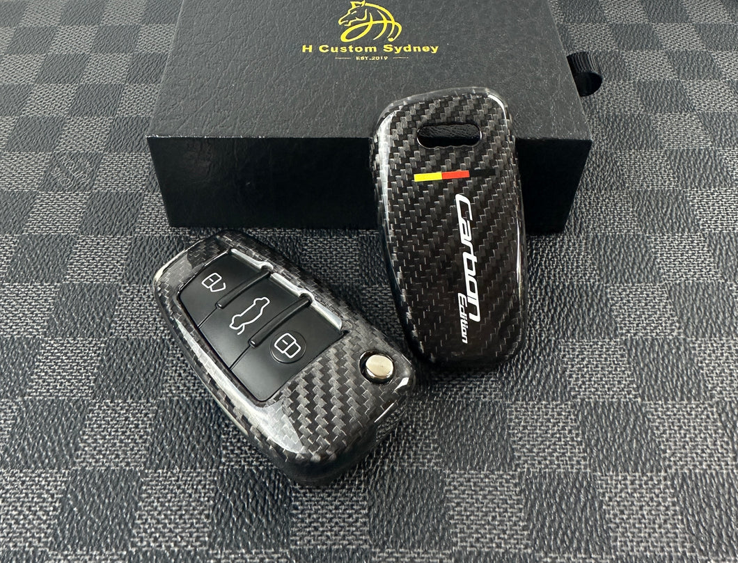 Carbon Edition Genuine Carbon Fiber Key Cover For Audi RS3 S3 RSQ3 Q2 Q3 R8 Custom Made Exclusive Gift