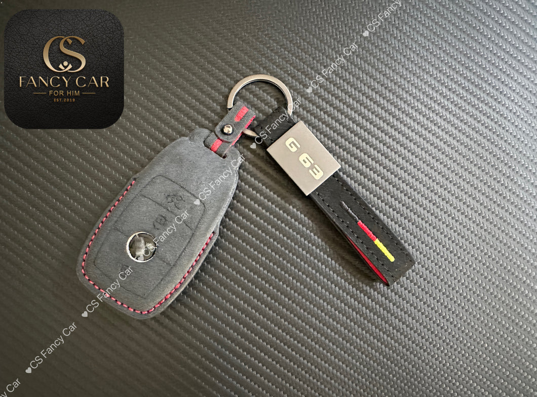 G63 Premium Alcantara Leather Key Fob Cover Case For Mercedes G63 2019-2023 model Custom Made Exclusive Gift