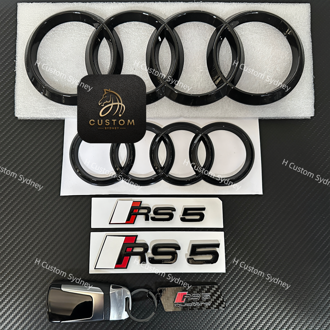 RS5 Gloss Black Full Badges Package For Audi RS5 2013-2023 Exclusive Pack