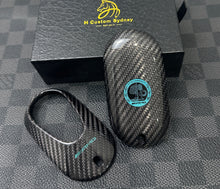 Load image into Gallery viewer, Premium Carbon Fiber Key Fob Cover Case For Mercedes AMG New C E GLC S EQ Class W206 X254 W223 C236 W214 X290 Exclusive Tiffany Blue Edition
