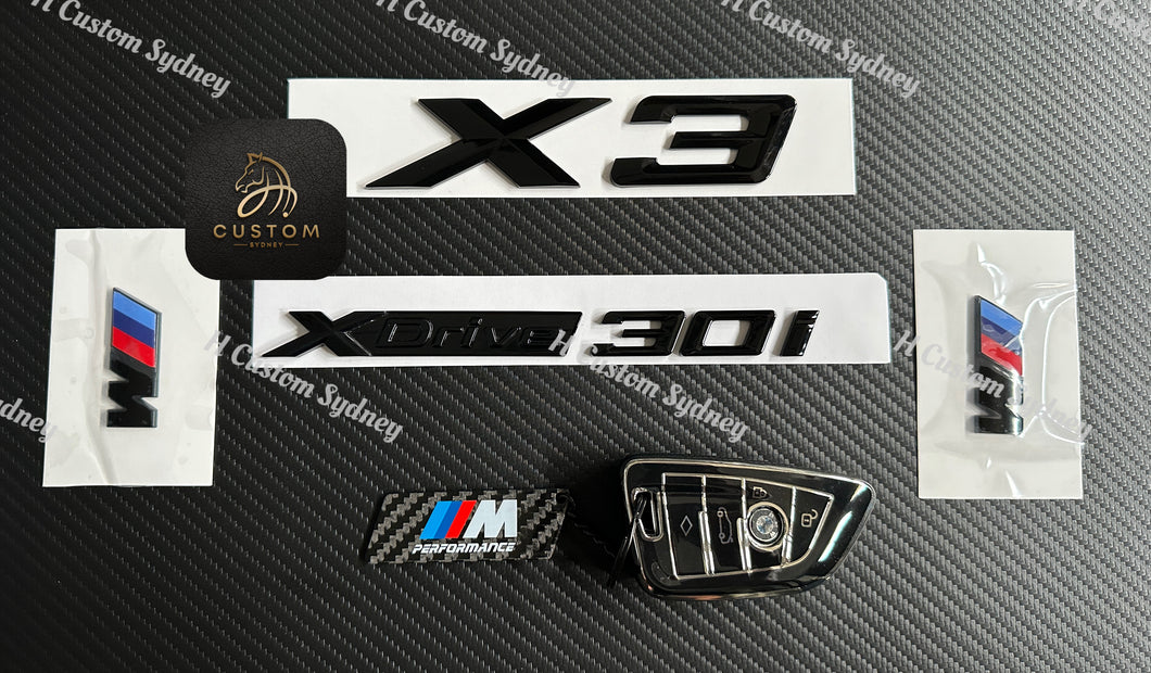 Gloss Black X3 Xdrive 20d 30i Full Badges Emblem Package For BMW X3 G01 G01 LCI 2019-2024 Exclusive Pack