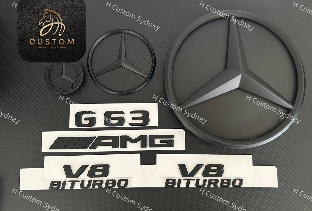 All Matte/ Satin Black G63 Full badges Package for Mercedes G63 W463A 2019-2024 Night Edition Pack