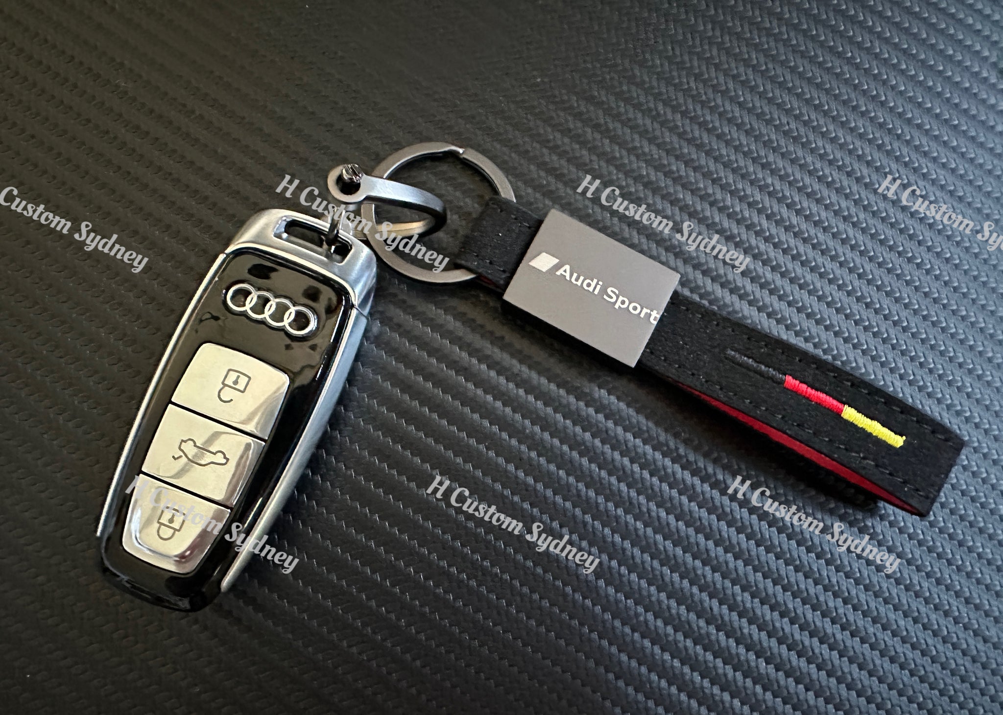 Custom Made Audi Sport Alcantara Keyring Keychain For Audi S3 RS3 S4 R ...