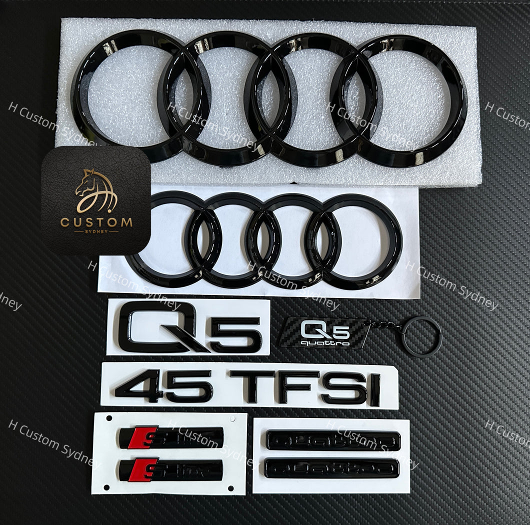 Q5 Gloss Black Full Badges Package For Audi Q5 45TFSI Exclusive Pack