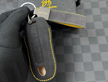 Load image into Gallery viewer, Luxury Alcantara and Nappa Leather Key Fob Cover Case Keychain Pack For Porsche Cayenne 911 Panamera Taycan GTS Custom Made Exclusive Gift
