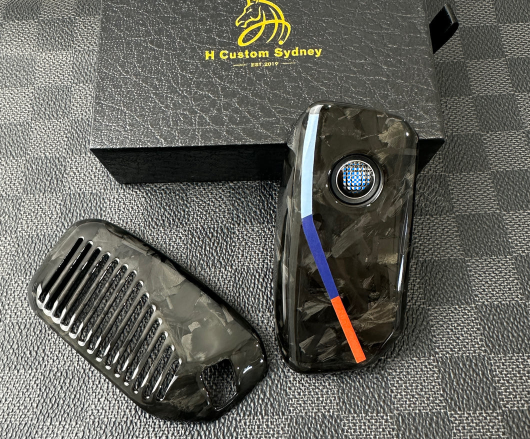 Luxury Forged Carbon Fiber Key Fob Cover Case For BMW New 5 7 series i5 i7 iX X5 X6 X7 LCI New Generation Key Exclusive Edition