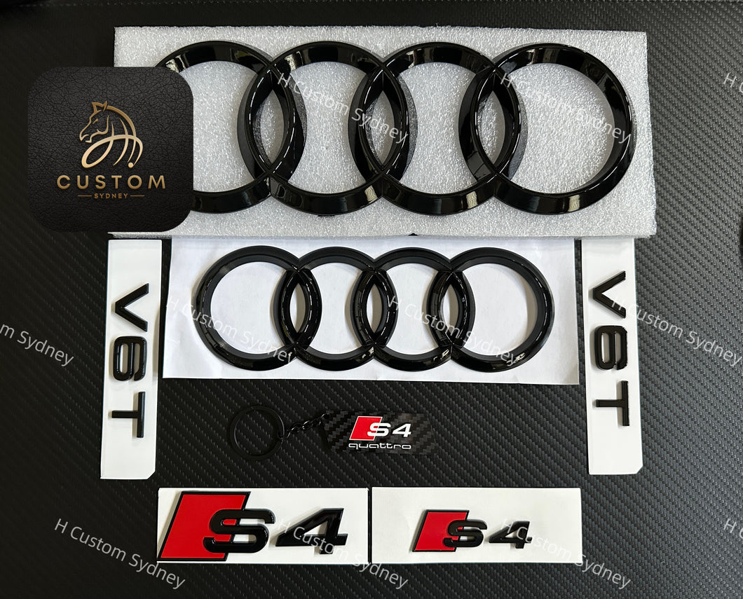 S4 Gloss Black Badges Package For Audi S4 B8 B9 2013-2023 Models