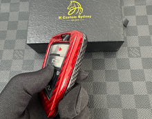 Load image into Gallery viewer, Red &amp; Black Dual-Tone Premium Key Fob Cover &amp; Keychain Set – Fits BMW M8 Competition
