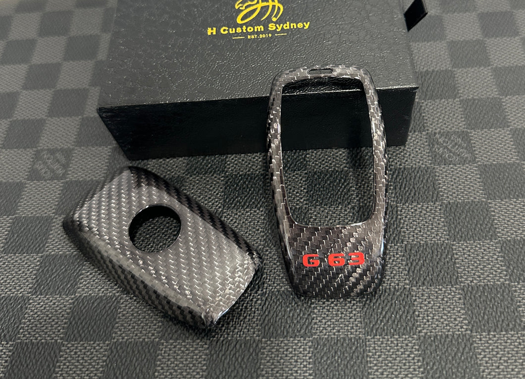 Premium Carbon Fiber Key Fob Cover & Keychain Set – Fits Mercedes G63 AMG 2019-2025 Exclusive Edition