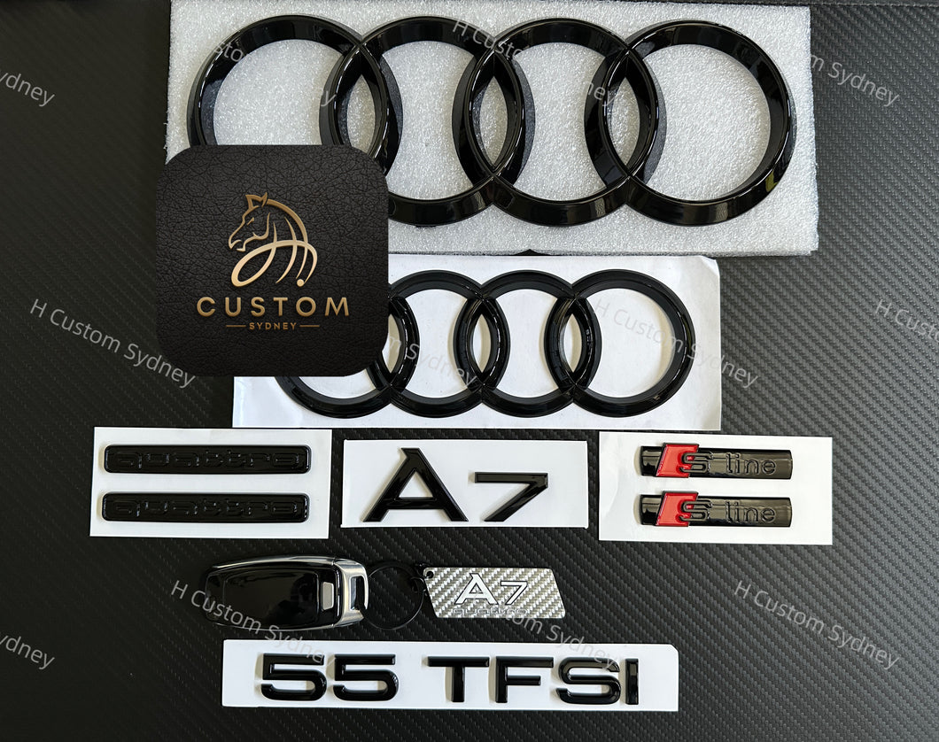 Gloss Black A7 Badges Package For Audi A7 4K 2019-2023 Exclusive Pack