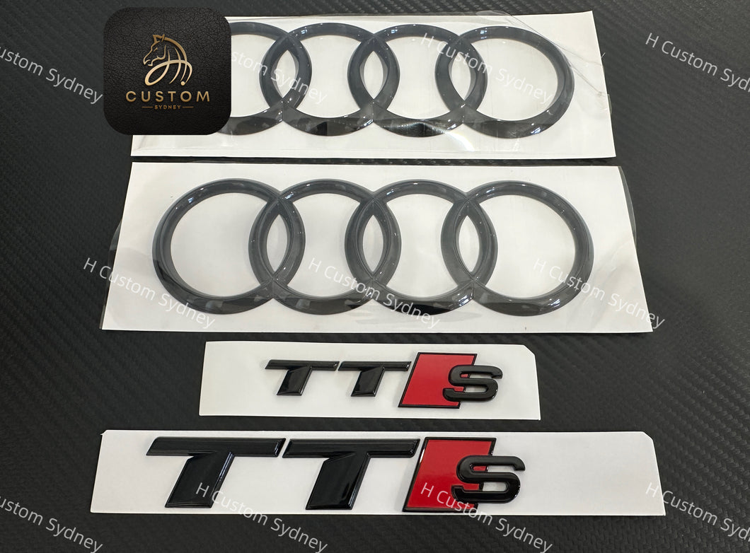 Gloss Black TTS Full Badges Package For Audi TT FV MK3 2015-2024 Models