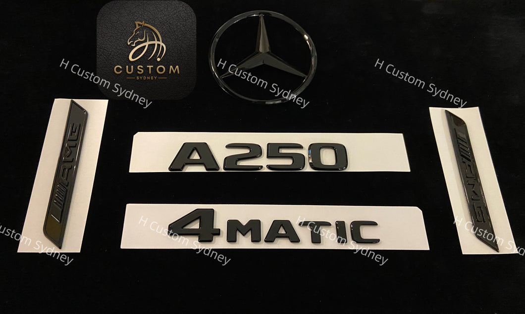 Gloss Black A250 4 matic Badges Package For Mercedes AMG A250 W177 V177 Exclusive Pack