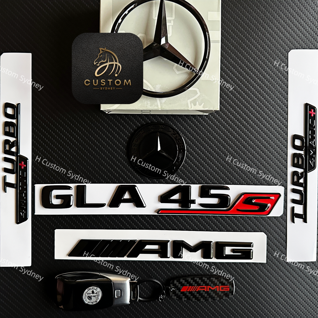 Gloss Black GLA45S Badges Package For Mercedes GLA45S H247 Exclusive Pack