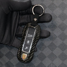 Load image into Gallery viewer, Carbon Edition Premium Carbon Fiber Key Fob Cover Case Pack For Porsche Cayenne Panamera 911 Taycan Custom Made Exclusive Gift
