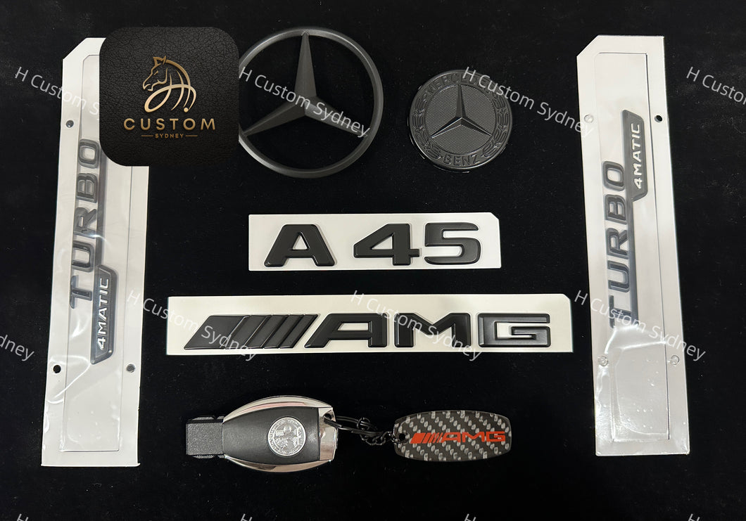 Matte Black A45 Badges Package For Mercedes AMG A45 W176 Exclusive Pack