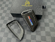 Load image into Gallery viewer, Genuine Carbon Fiber Keyring Key Fob Cover Pack For BMW M Performance Models Custom Made Exclusive Gift
