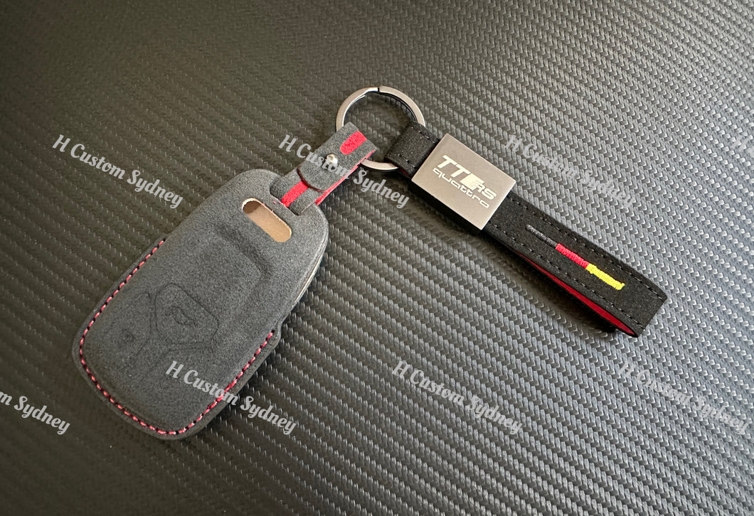 Premium Alcantara Leather Key Fob Cover Case For Audi TTRS MK3 Custom Made Exclusive Gift