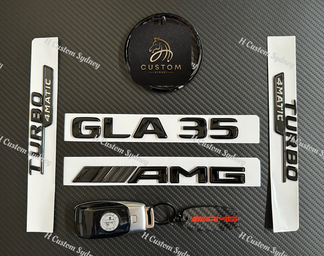 GLA35 Gloss Black Full Badges Package For Mercedes GLA35 H247 AMG Exclusive Pack