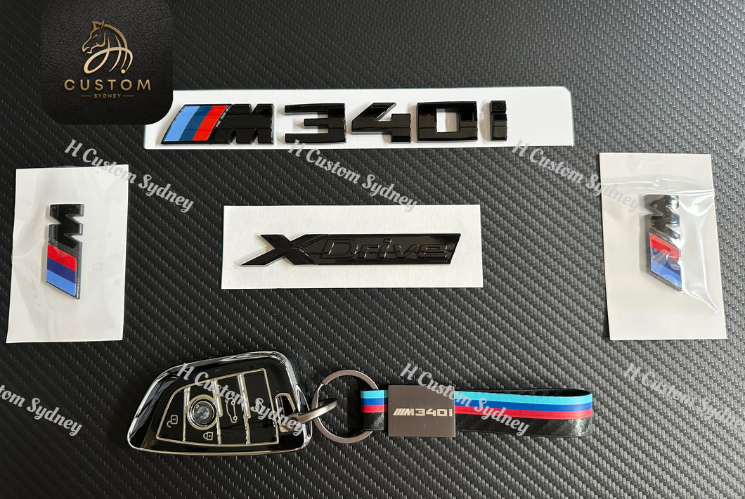 Gloss Black M340i Full Badges Emblem For BMW M340i G20 2019-2024 Exclusive Pack