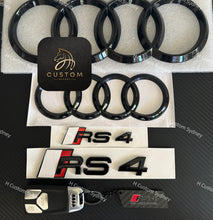 Load image into Gallery viewer, RS4 Gloss Black Badges Package For Audi RS4 B8 B9 B9.5 2013-2024 Exclusive Pack
