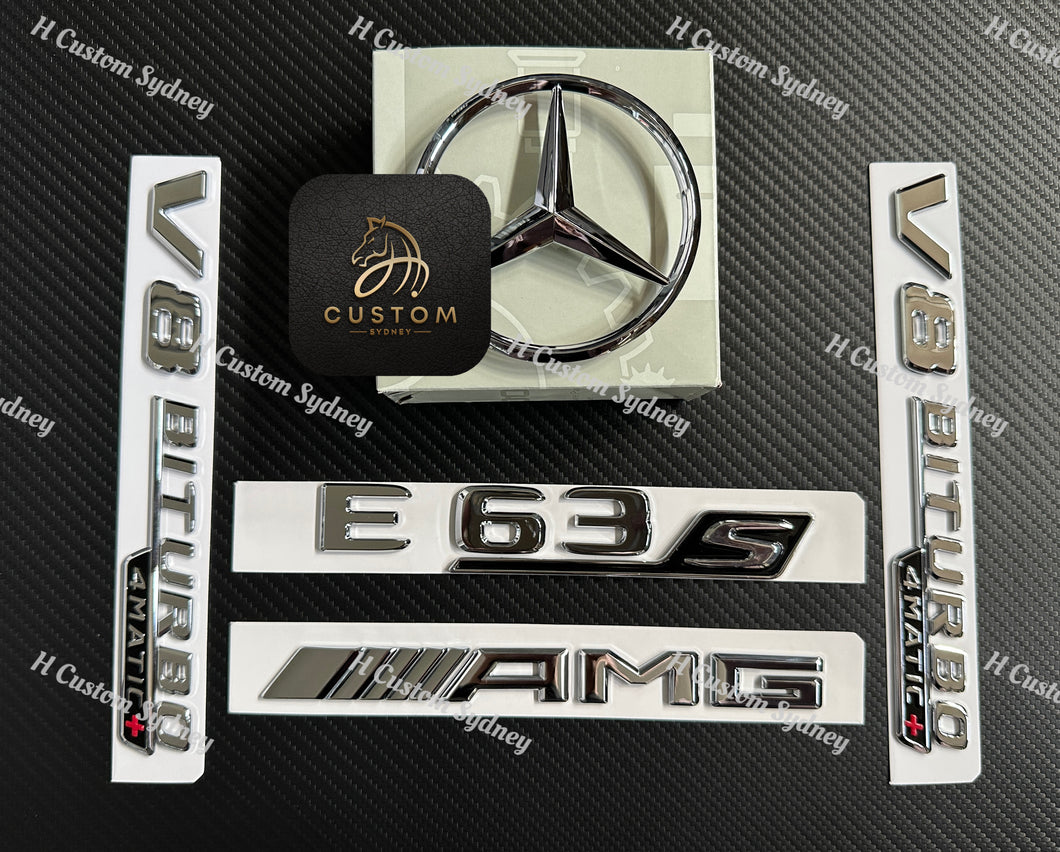 Chrome OEM E63S Badges Pack For Mercedes E63S W213 2021-2023 Model