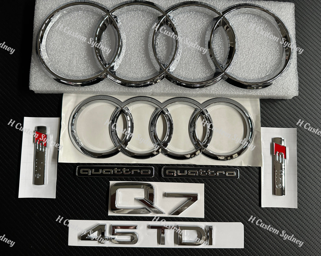 OEM Chrome Q7 50TDI 45TDI Badges Package For Audi Q7 Sline 4M 2016-2023 Models