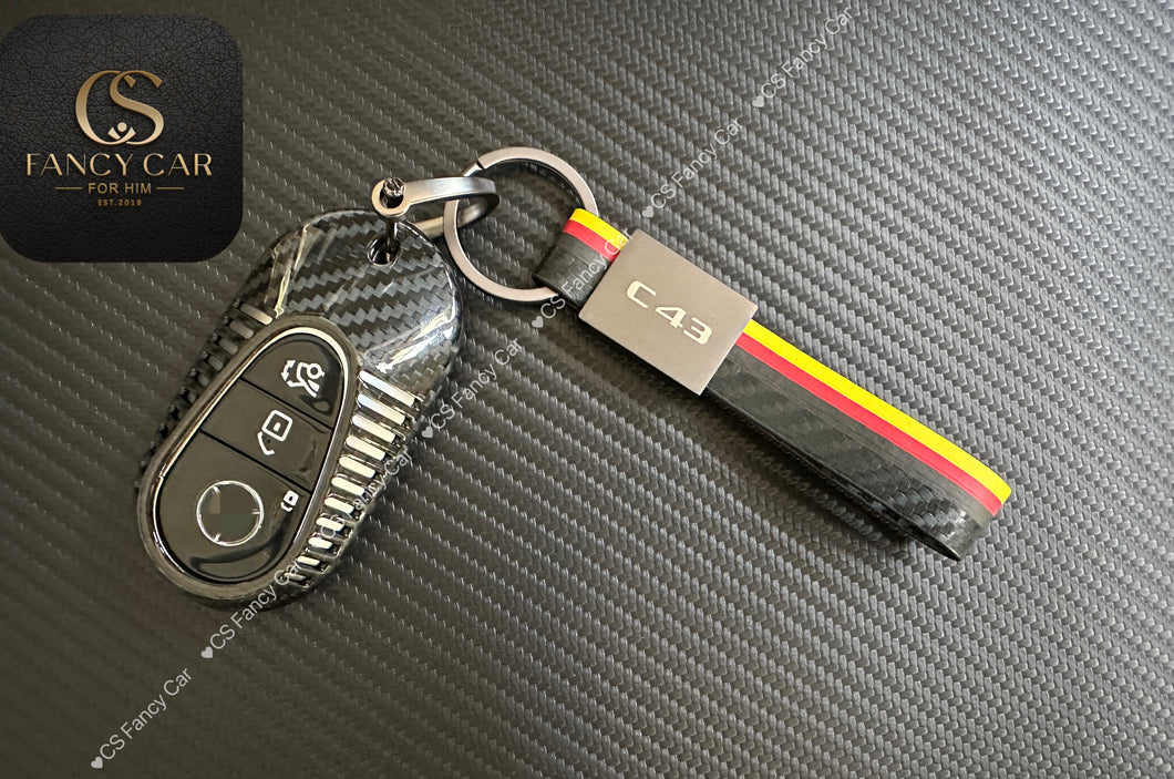 W206 C43 Premium Genuine Carbon Fiber Key Fob Cover Case Fit For Mercedes W206 C43 Custom Made Exclusive Gift