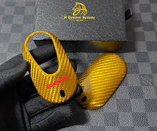 Load image into Gallery viewer, Premium Gold Edition Carbon Fiber Key Fob Cover Pack for Mercedes AMG W214 W223 X254 W206 C192 EQ Exclusive Brabus Style

