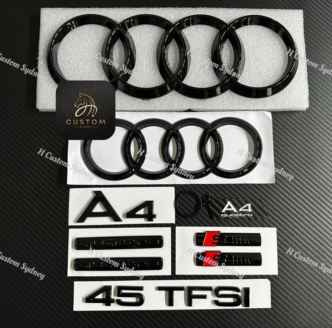 A4 Gloss Black Full Badges Package For Audi A4 B9 40 TFSI 45 TFSI Quattro Exclusive Pack