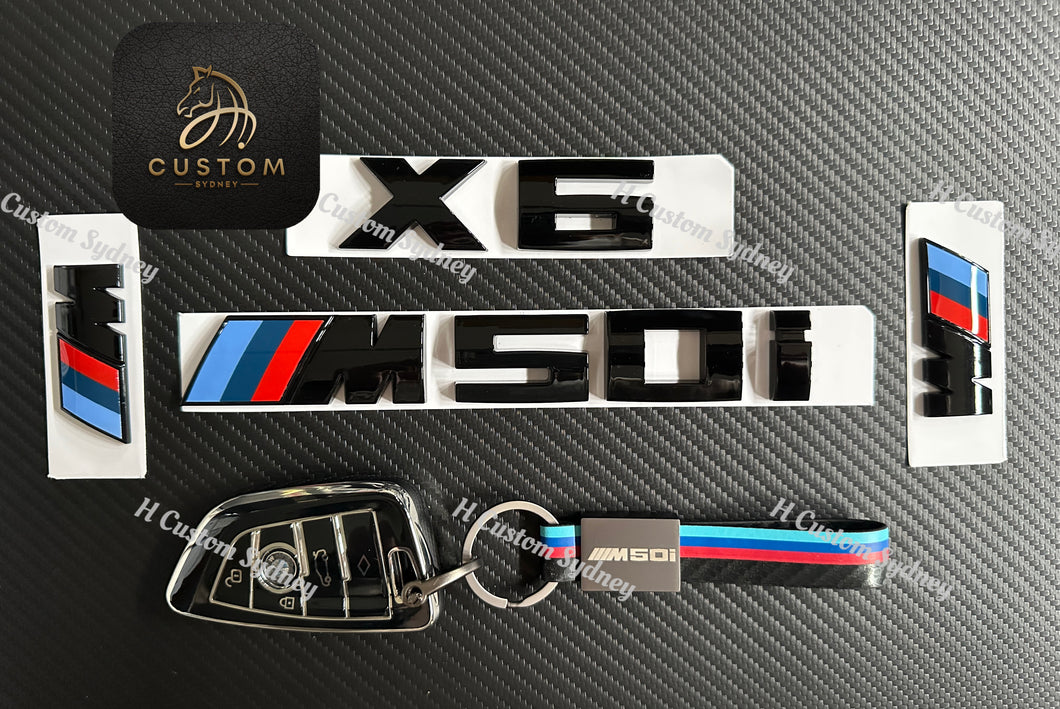 Gloss Black X6 M50i Full Badges Emblem For BMW X6 G06 G06LCI 2018-2023 Exclusive Pack