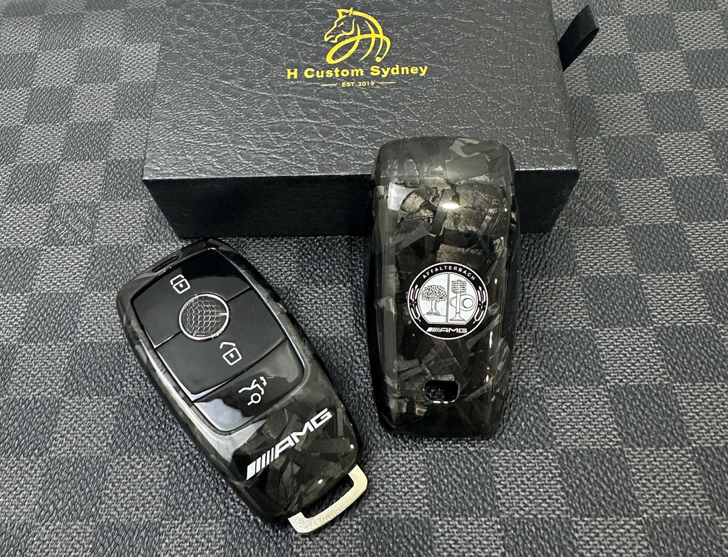 Luxury Forged Carbon Fiber Key Cover Case For Mercedes AMG Model A C E CLA GLC GLE GLS Class Custom Made Limited Edition