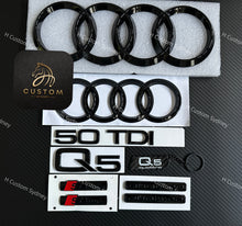 Load image into Gallery viewer, Q5 Gloss Black Full Badges Package For Audi Q5 40TDI 50TDI Exclusive Pack
