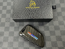 Load image into Gallery viewer, Genuine Carbon Fiber Keyring Key Fob Cover Pack For BMW M Performance Models Custom Made Exclusive Gift
