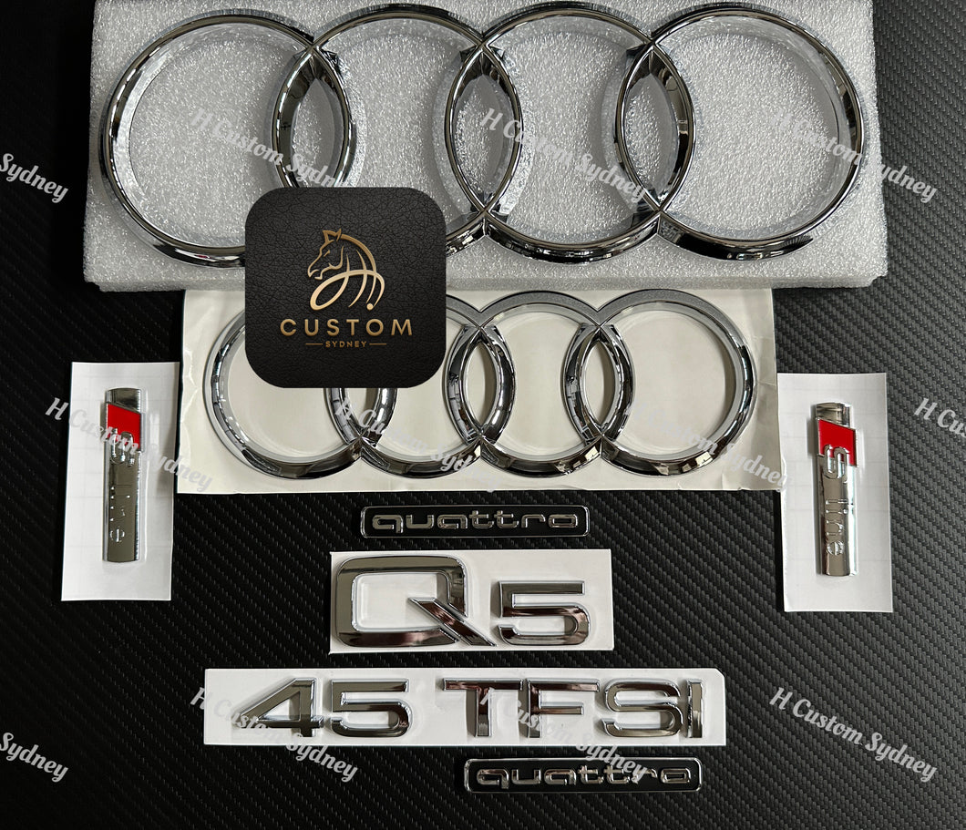 OEM Chrome Q5 45TFSI 40TDI Badges Package For Audi Q5 FY 2018-2023 Models