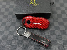 Load image into Gallery viewer, Luxury Carbon Fiber Key Case Keychain Premium Protective Cover Compatible with Porsche Macan EV 4S Turbo Key Fob Exclusive Edition

