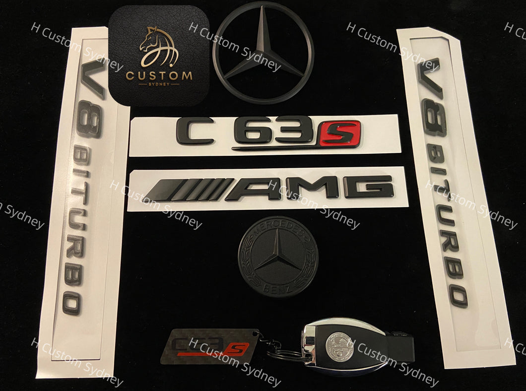 C63S Matte Black Badges Emblems Package For W205 C205 S205 A205 Exclusive Pack